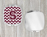 Letter S Chevron Maroon and White  Compact Mirror CJ1051-SSCM by Caroline's Treasures