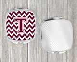 Letter T Chevron Maroon and White  Compact Mirror CJ1051-TSCM by Caroline's Treasures