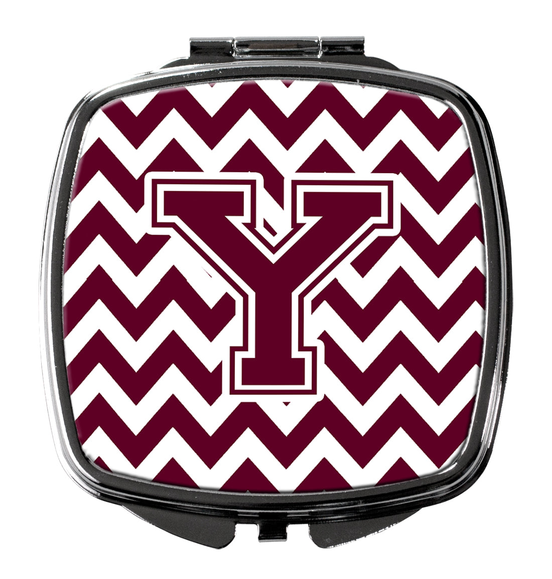 Letter Y Chevron Maroon and White  Compact Mirror CJ1051-YSCM by Caroline's Treasures