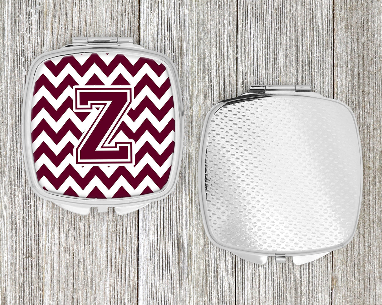 Letter Z Chevron Maroon and White  Compact Mirror CJ1051-ZSCM by Caroline's Treasures