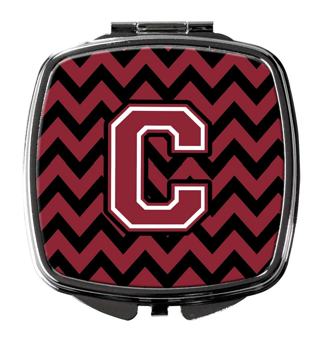 Letter C Chevron Garnet and Black  Compact Mirror CJ1052-CSCM by Caroline's Treasures