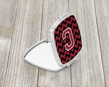 Letter C Chevron Garnet and Black  Compact Mirror CJ1052-CSCM by Caroline's Treasures