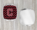 Letter C Chevron Garnet and Black  Compact Mirror CJ1052-CSCM by Caroline's Treasures