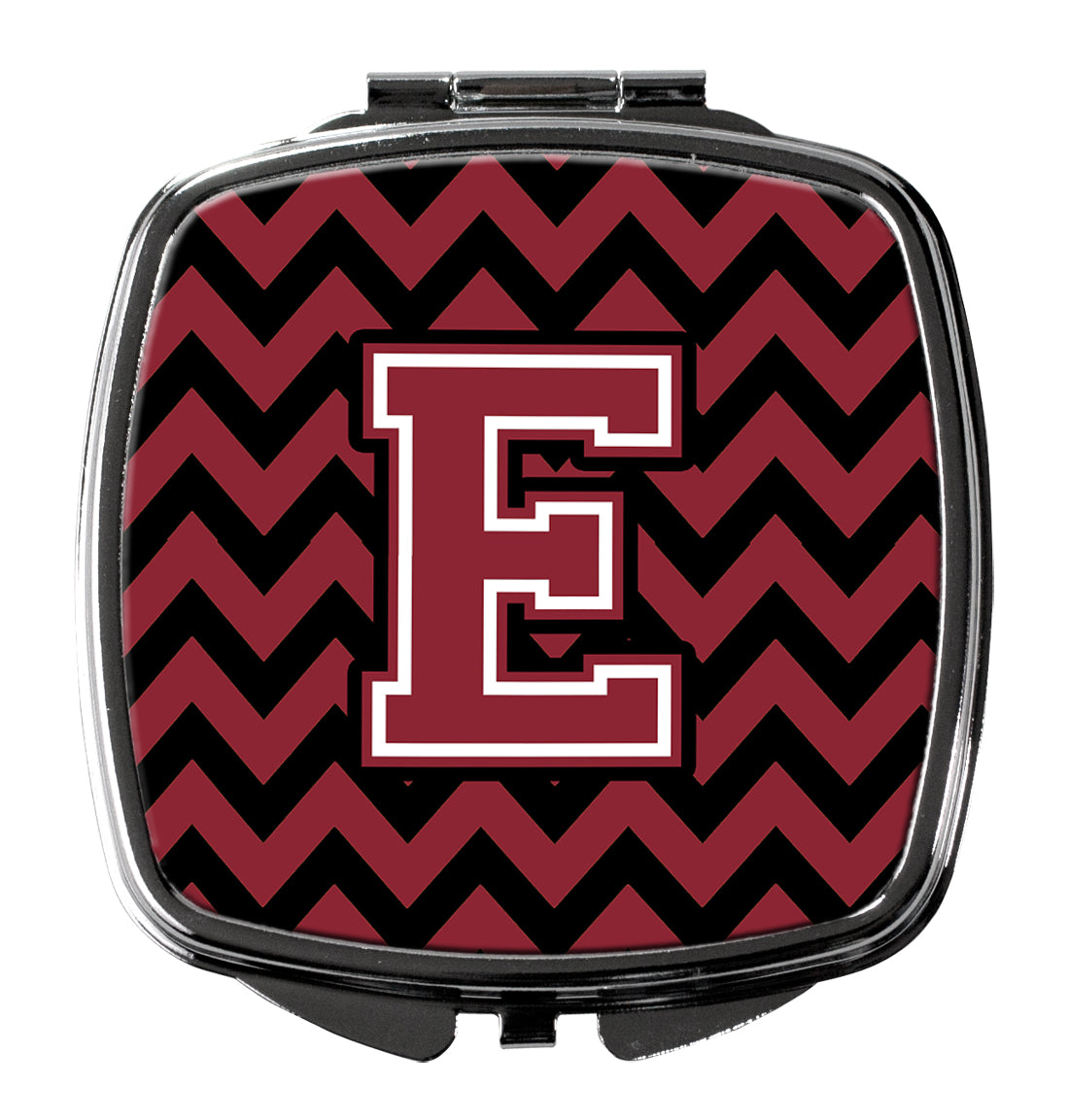 Letter E Chevron Garnet and Black  Compact Mirror CJ1052-ESCM by Caroline's Treasures