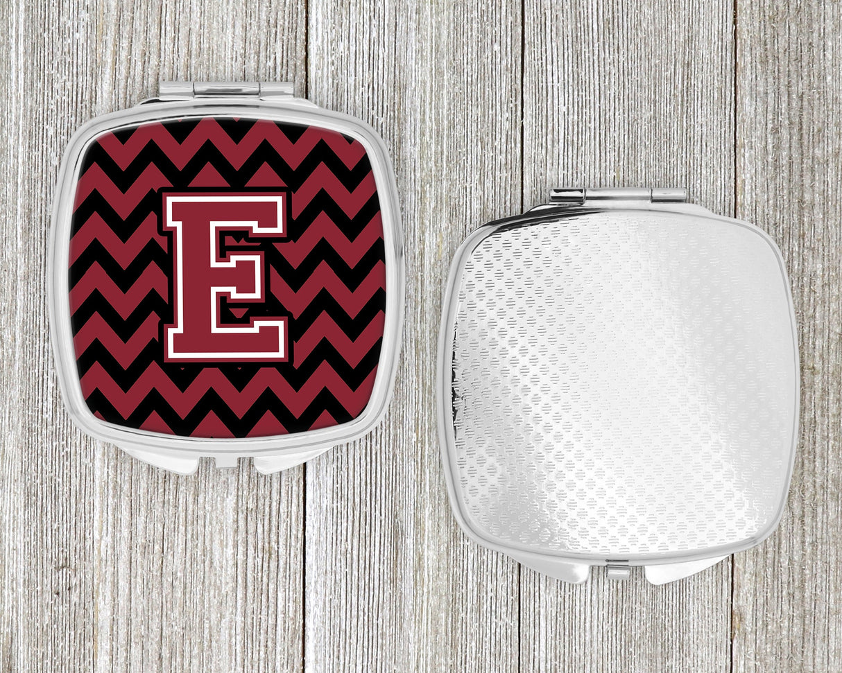 Letter E Chevron Garnet and Black  Compact Mirror CJ1052-ESCM by Caroline's Treasures