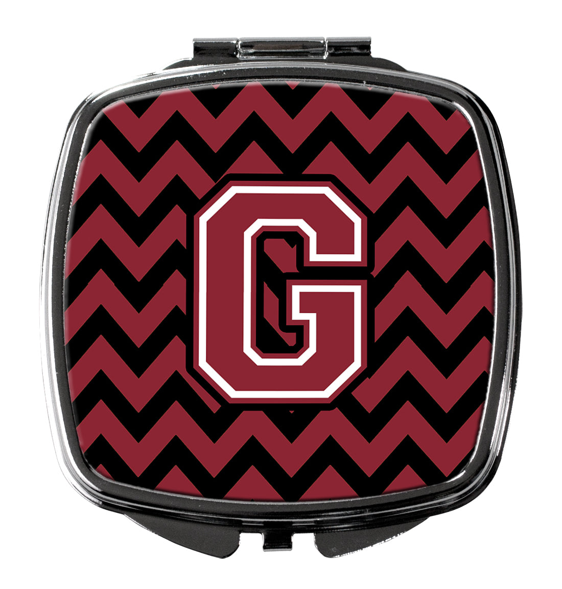 Letter G Chevron Garnet and Black  Compact Mirror CJ1052-GSCM by Caroline's Treasures