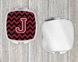 Letter J Chevron Garnet and Black  Compact Mirror CJ1052-JSCM by Caroline's Treasures