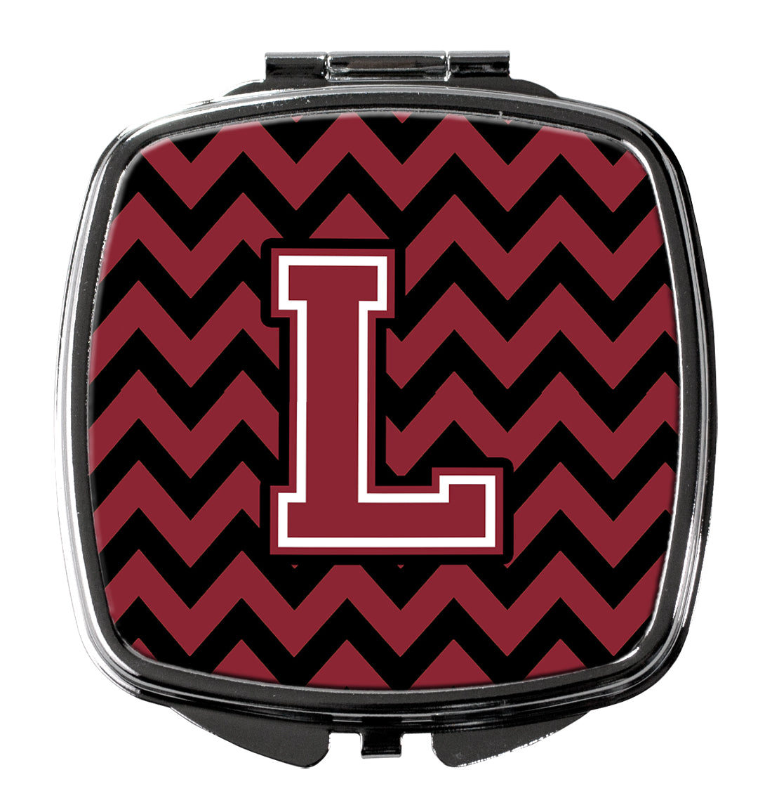 Letter L Chevron Garnet and Black  Compact Mirror CJ1052-LSCM by Caroline's Treasures