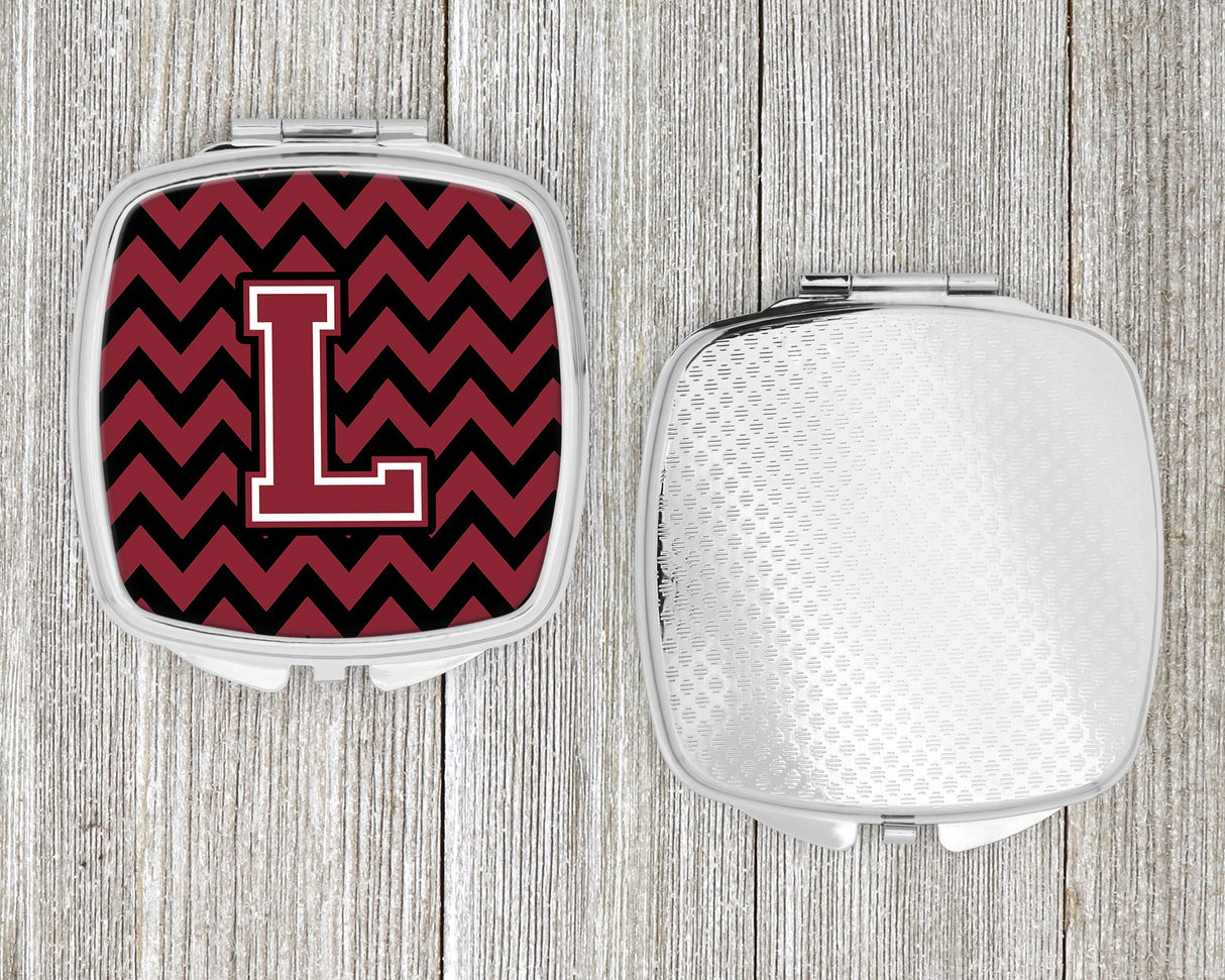 Letter L Chevron Garnet and Black  Compact Mirror CJ1052-LSCM by Caroline's Treasures