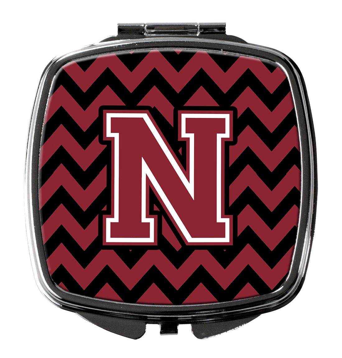 Letter N Chevron Garnet and Black  Compact Mirror CJ1052-NSCM by Caroline's Treasures