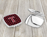 Letter T Chevron Garnet and Black  Compact Mirror CJ1052-TSCM by Caroline's Treasures