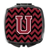 Letter U Chevron Garnet and Black  Compact Mirror CJ1052-USCM by Caroline's Treasures