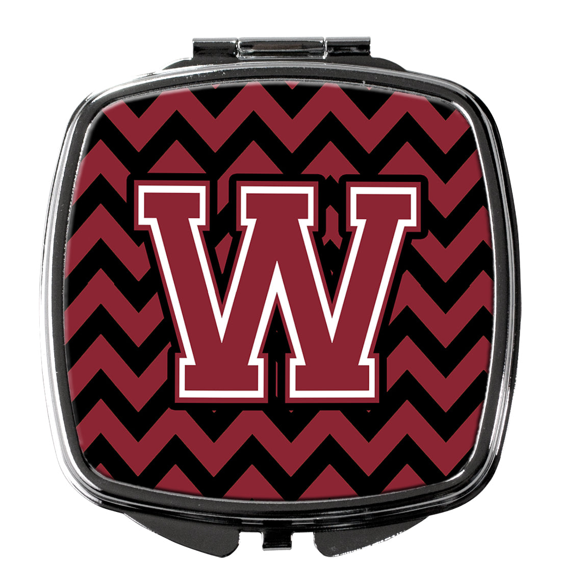 Letter W Chevron Garnet and Black  Compact Mirror CJ1052-WSCM by Caroline's Treasures