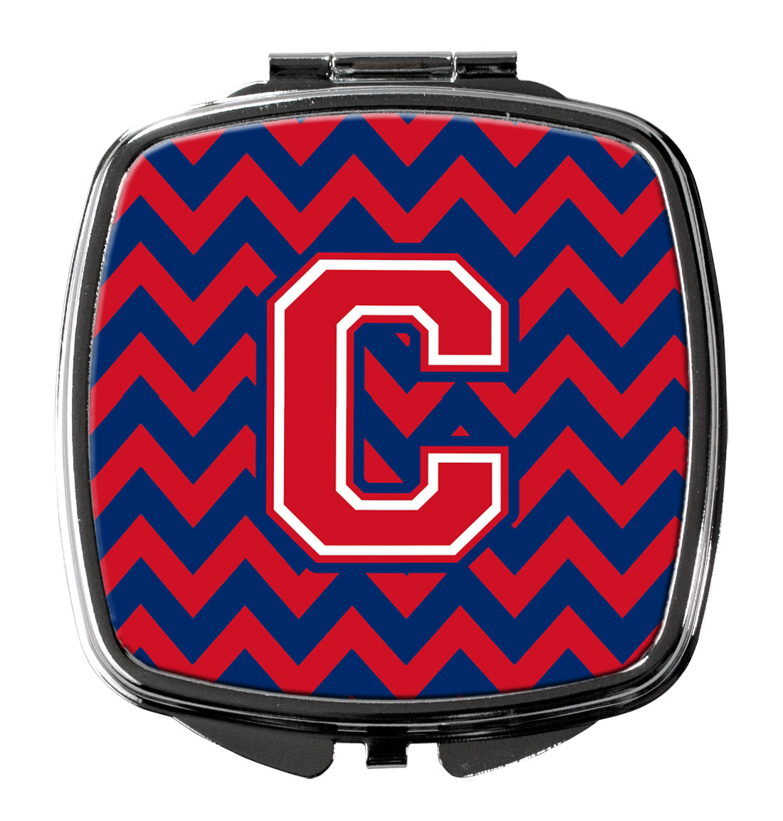 Letter C Chevron Yale Blue and Crimson Compact Mirror CJ1054-CSCM by Caroline's Treasures