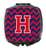 Letter H Chevron Yale Blue and Crimson Compact Mirror CJ1054-HSCM by Caroline's Treasures