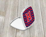 Letter H Chevron Yale Blue and Crimson Compact Mirror CJ1054-HSCM by Caroline's Treasures