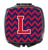 Letter L Chevron Yale Blue and Crimson Compact Mirror CJ1054-LSCM by Caroline's Treasures