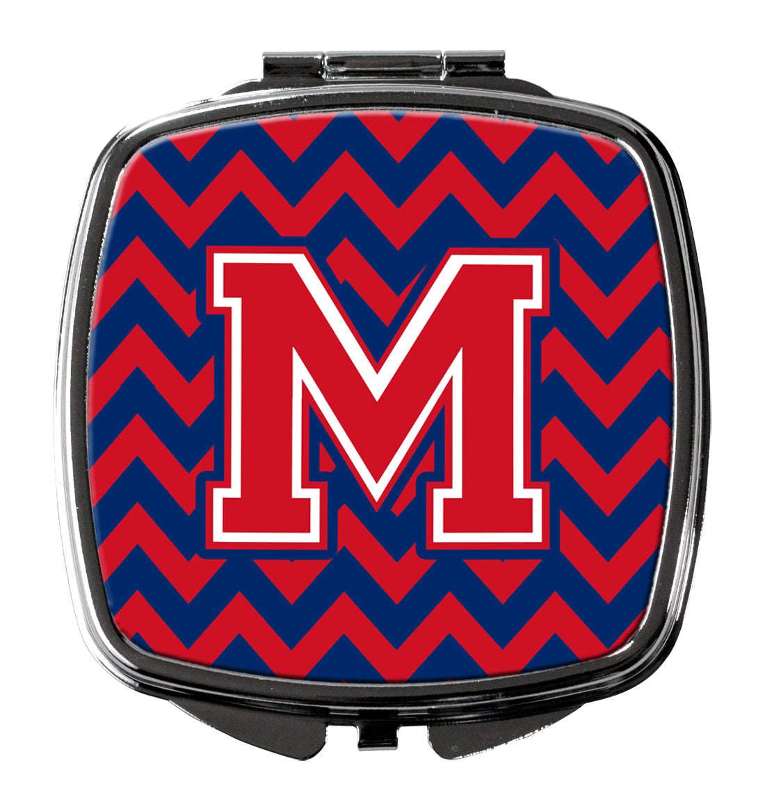 Letter M Chevron Yale Blue and Crimson Compact Mirror CJ1054-MSCM by Caroline's Treasures