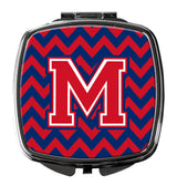 Letter M Chevron Yale Blue and Crimson Compact Mirror CJ1054-MSCM by Caroline's Treasures