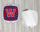 Letter W Chevron Yale Blue and Crimson Compact Mirror CJ1054-WSCM by Caroline's Treasures