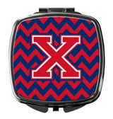 Letter X Chevron Yale Blue and Crimson Compact Mirror CJ1054-XSCM by Caroline's Treasures