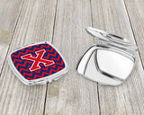 Letter X Chevron Yale Blue and Crimson Compact Mirror CJ1054-XSCM by Caroline's Treasures