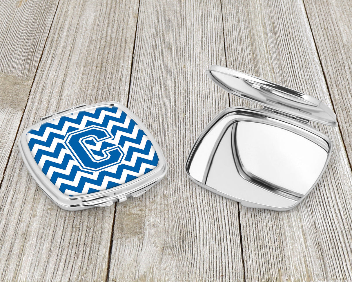 Letter C Chevron Blue and White Compact Mirror CJ1056-CSCM by Caroline's Treasures