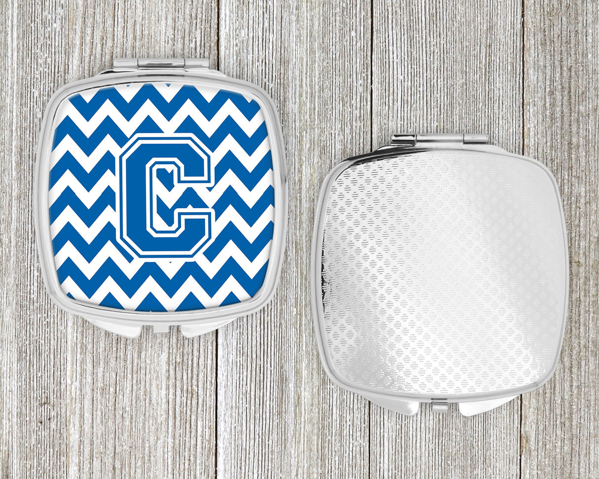 Letter C Chevron Blue and White Compact Mirror CJ1056-CSCM by Caroline's Treasures