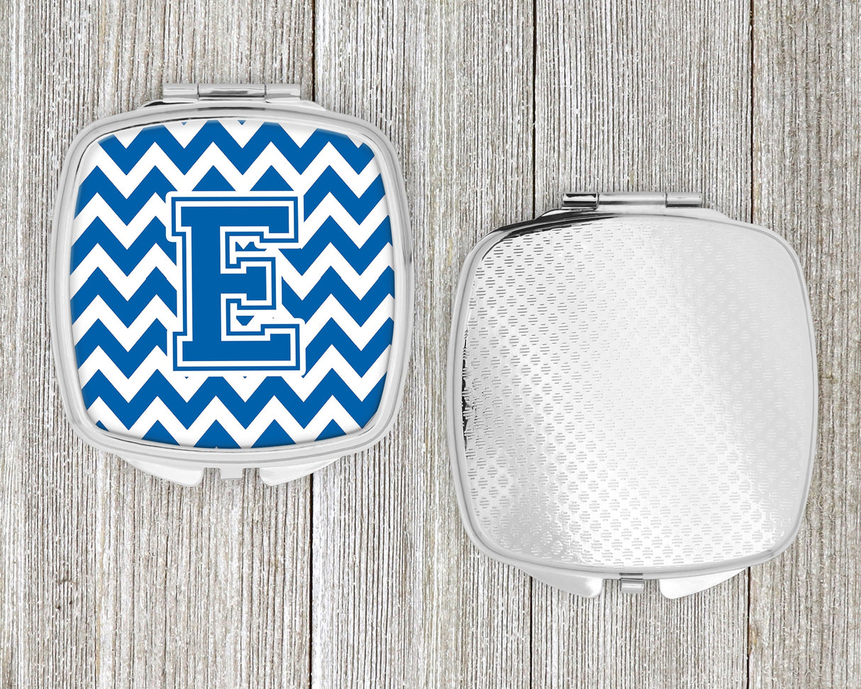 Letter E Chevron Blue and White Compact Mirror CJ1056-ESCM by Caroline's Treasures