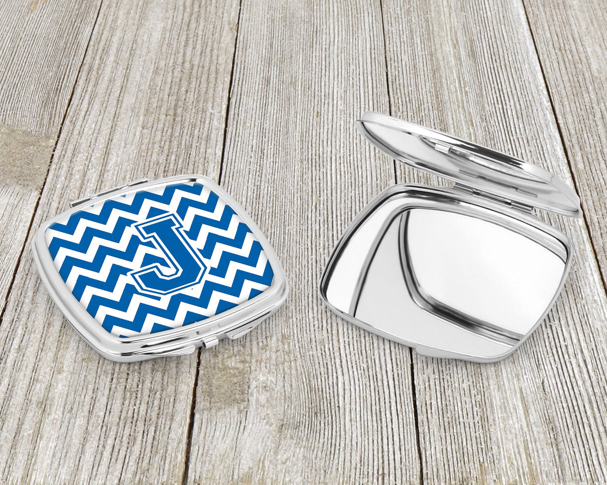 Letter J Chevron Blue and White Compact Mirror CJ1056-JSCM by Caroline's Treasures