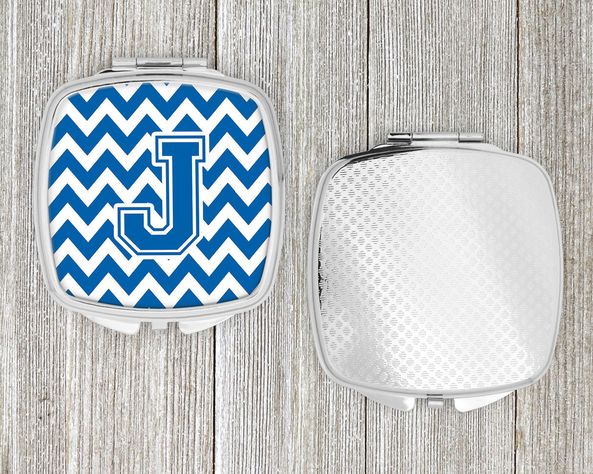 Letter J Chevron Blue and White Compact Mirror CJ1056-JSCM by Caroline's Treasures