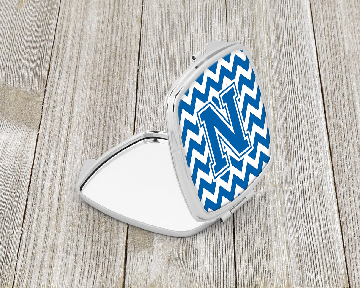 Letter N Chevron Blue and White Compact Mirror CJ1056-NSCM by Caroline's Treasures