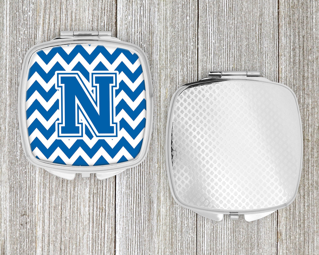 Letter N Chevron Blue and White Compact Mirror CJ1056-NSCM by Caroline's Treasures