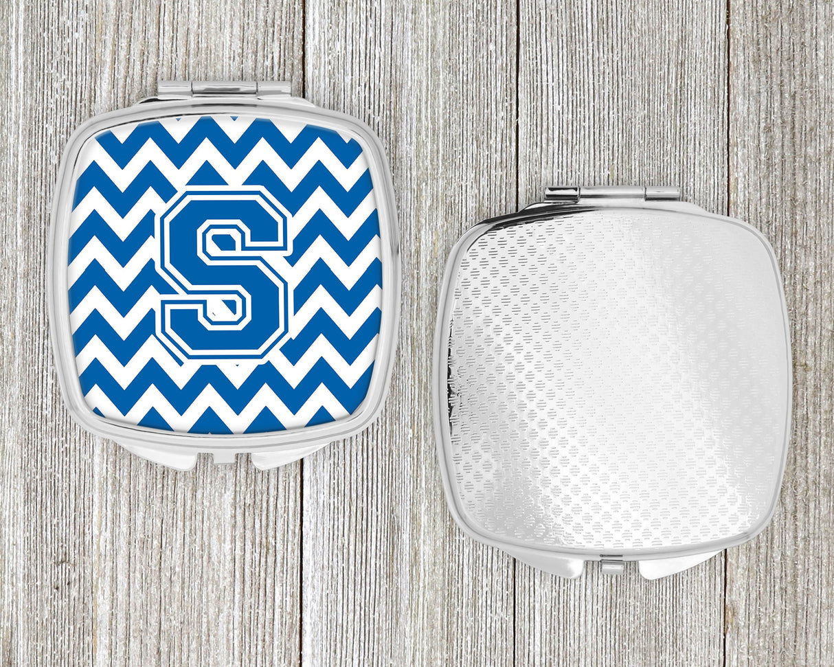 Letter S Chevron Blue and White Compact Mirror CJ1056-SSCM by Caroline's Treasures