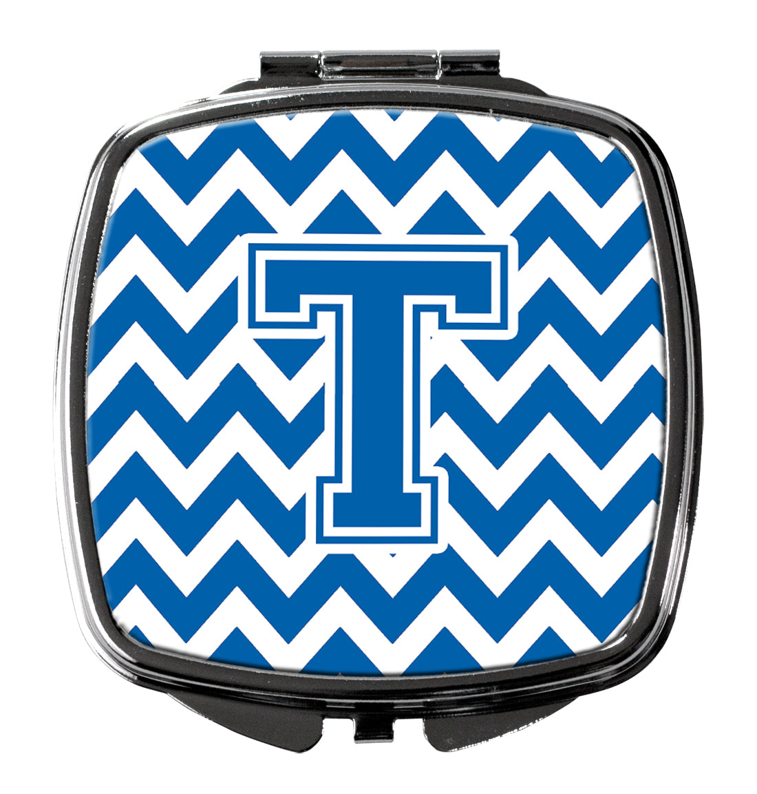 Letter T Chevron Blue and White Compact Mirror CJ1056-TSCM by Caroline's Treasures