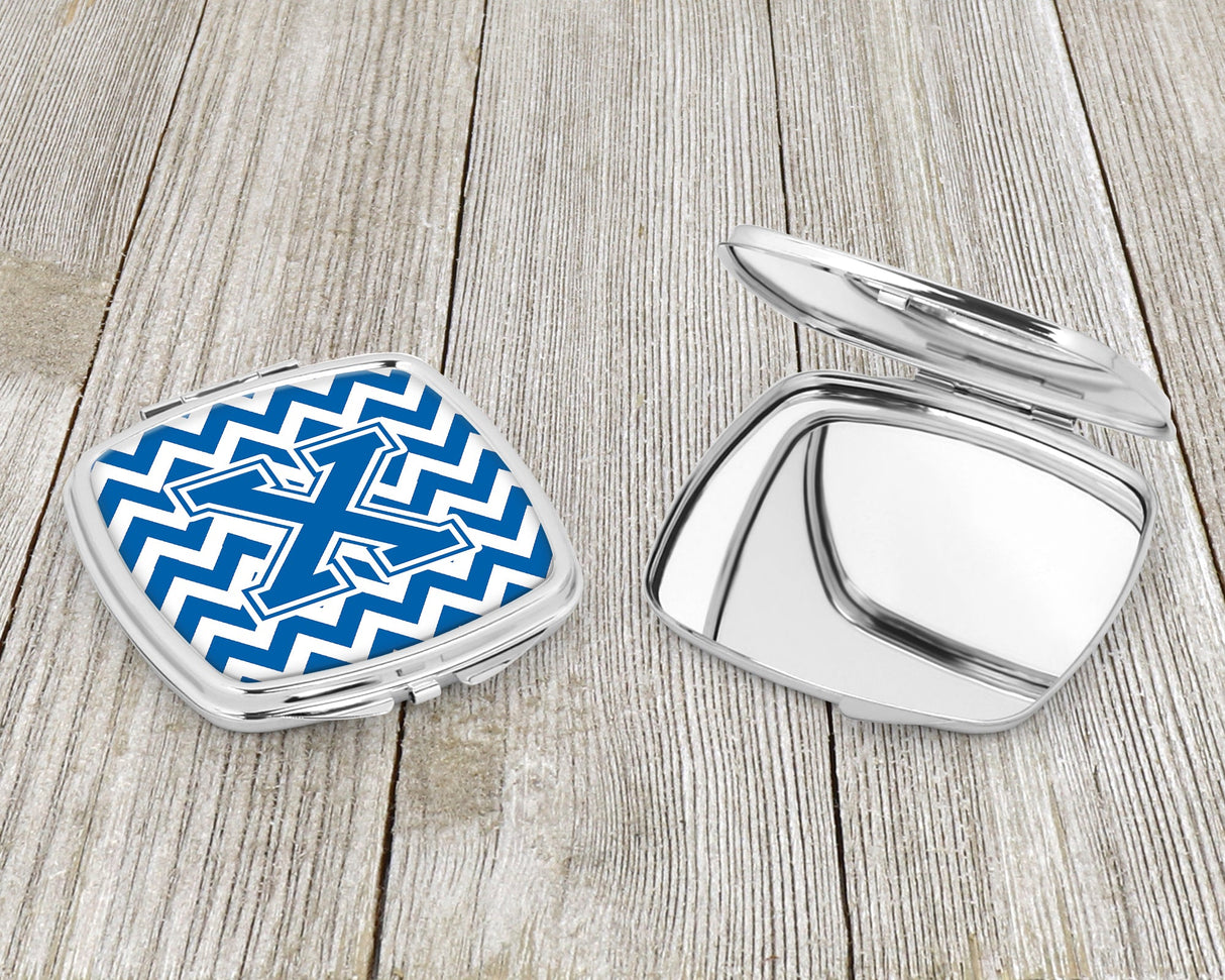 Letter X Chevron Blue and White Compact Mirror CJ1056-XSCM by Caroline's Treasures