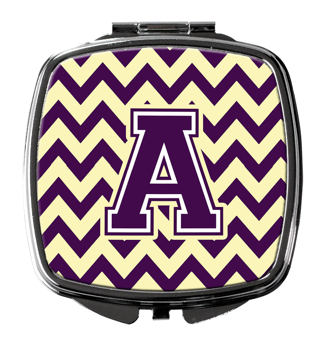 Letter A Chevron Purple and Gold Compact Mirror CJ1058-ASCM by Caroline's Treasures