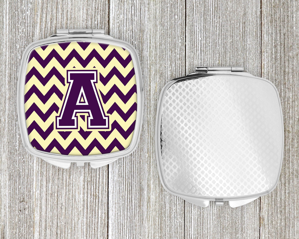 Letter A Chevron Purple and Gold Compact Mirror CJ1058-ASCM by Caroline's Treasures