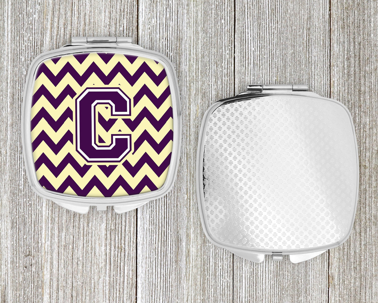 Letter C Chevron Purple and Gold Compact Mirror CJ1058-CSCM by Caroline's Treasures