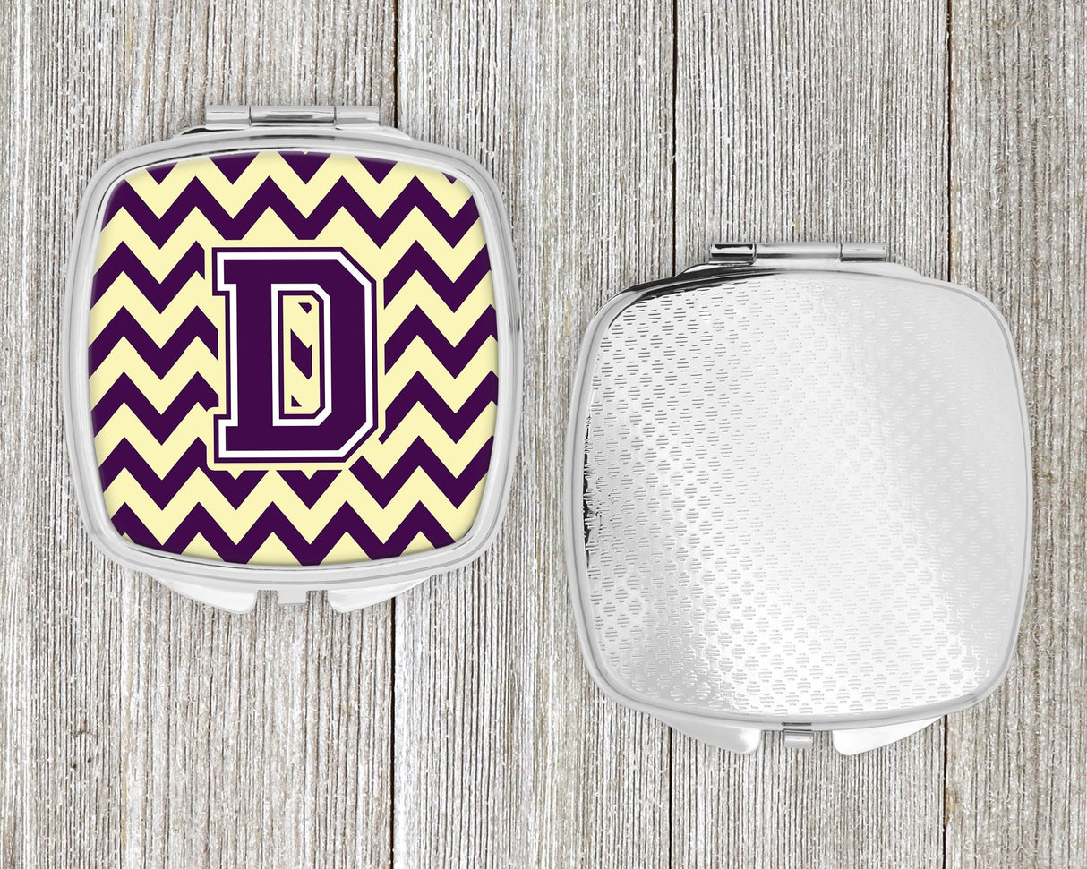 Letter D Chevron Purple and Gold Compact Mirror CJ1058-DSCM by Caroline's Treasures