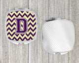 Letter D Chevron Purple and Gold Compact Mirror CJ1058-DSCM by Caroline's Treasures