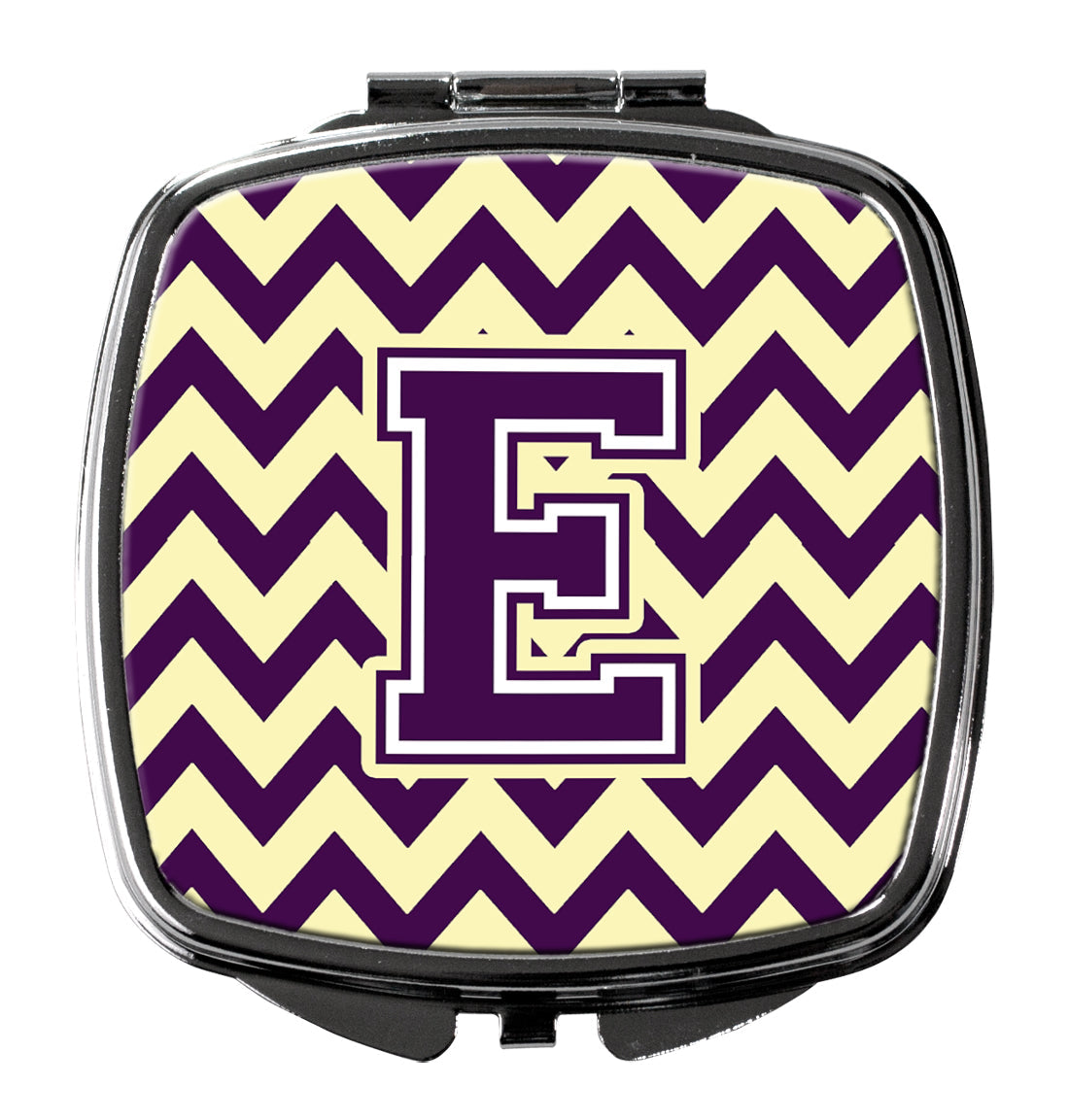 Letter E Chevron Purple and Gold Compact Mirror CJ1058-ESCM by Caroline's Treasures