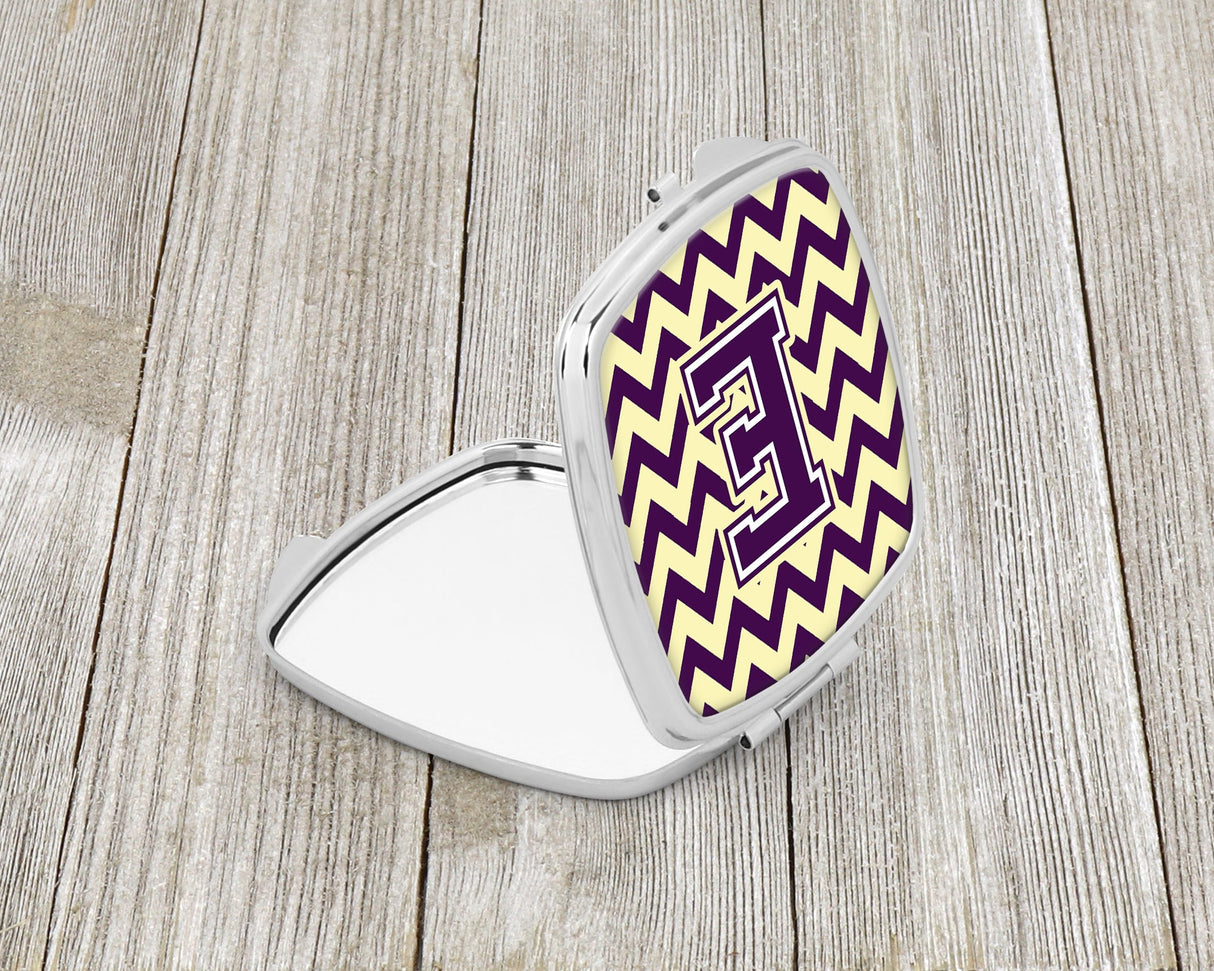 Letter E Chevron Purple and Gold Compact Mirror CJ1058-ESCM by Caroline's Treasures