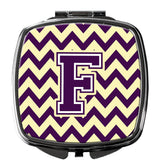 Letter F Chevron Purple and Gold Compact Mirror CJ1058-FSCM by Caroline's Treasures