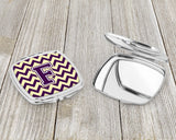 Letter F Chevron Purple and Gold Compact Mirror CJ1058-FSCM by Caroline's Treasures