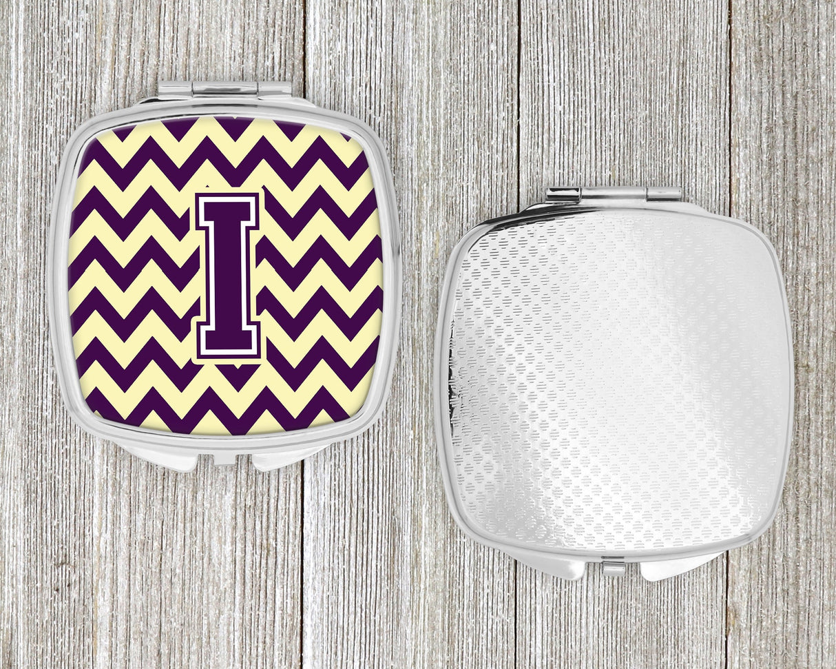 Letter I Chevron Purple and Gold Compact Mirror CJ1058-ISCM by Caroline's Treasures