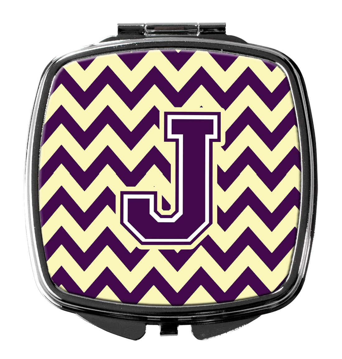 Letter J Chevron Purple and Gold Compact Mirror CJ1058-JSCM by Caroline's Treasures