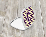 Letter J Chevron Purple and Gold Compact Mirror CJ1058-JSCM by Caroline's Treasures