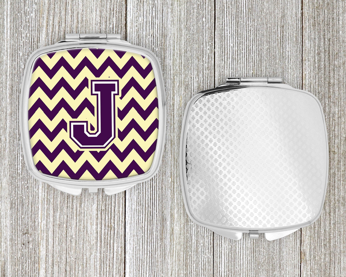 Letter J Chevron Purple and Gold Compact Mirror CJ1058-JSCM by Caroline's Treasures