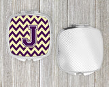 Letter J Chevron Purple and Gold Compact Mirror CJ1058-JSCM by Caroline's Treasures